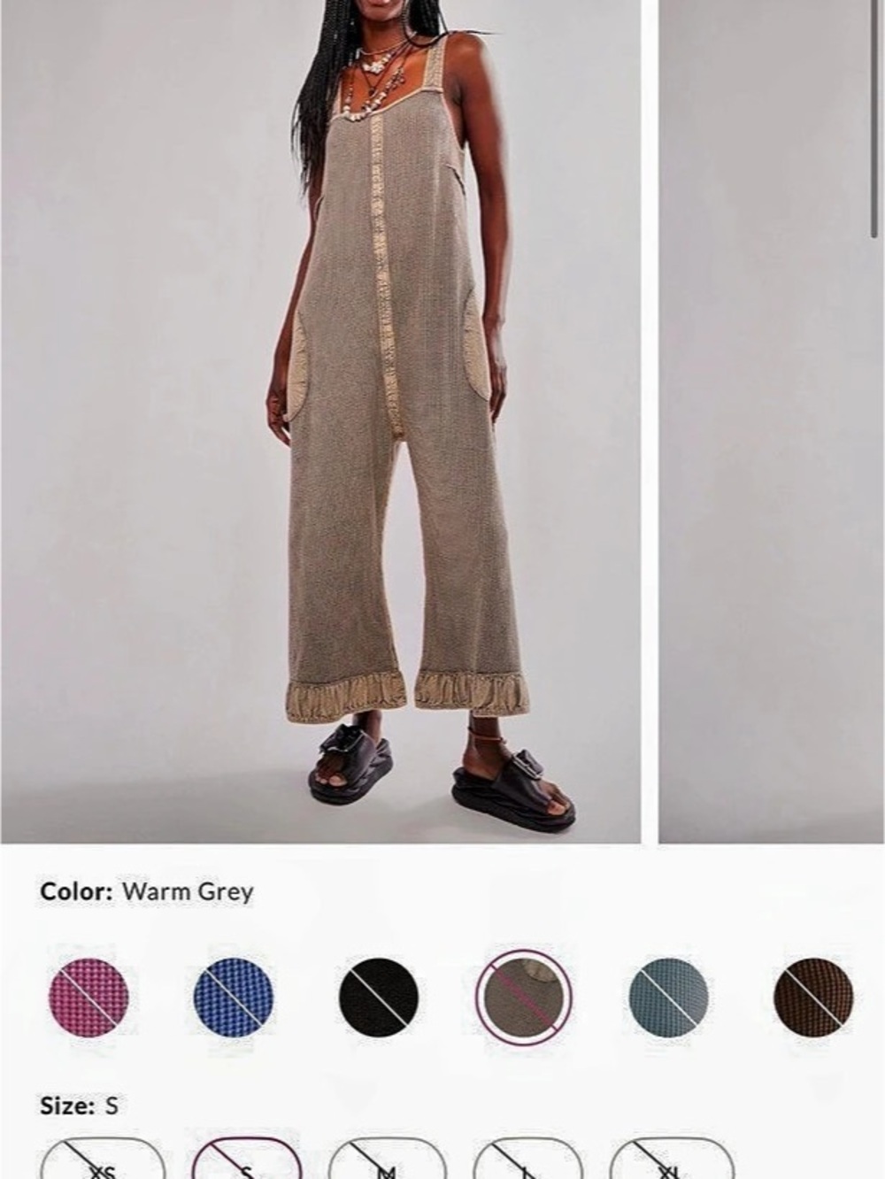 Free People FP One Callie One-Piece Wide Leg Gray Smal